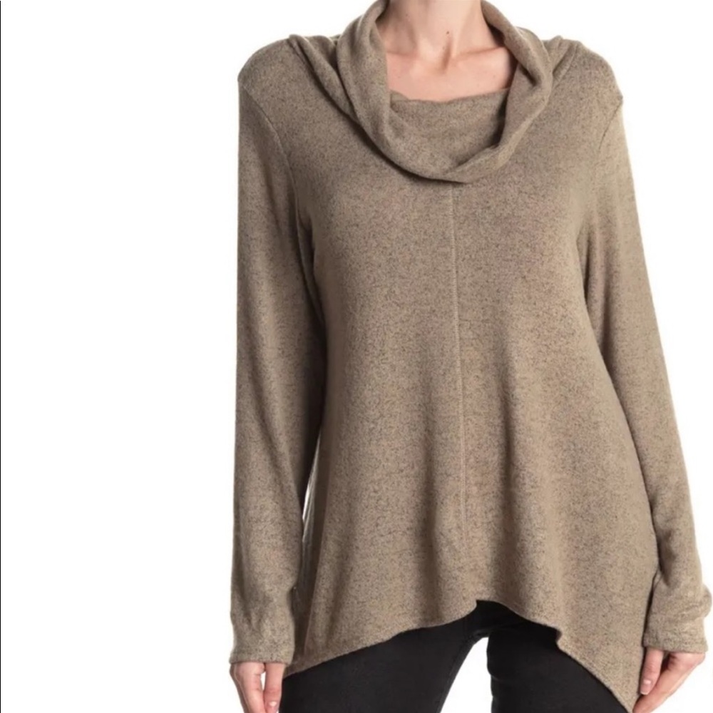 FORGOTTEN GRACE Knit Cowl Neck Sweater Beige/Oatmeal | Large | NWT